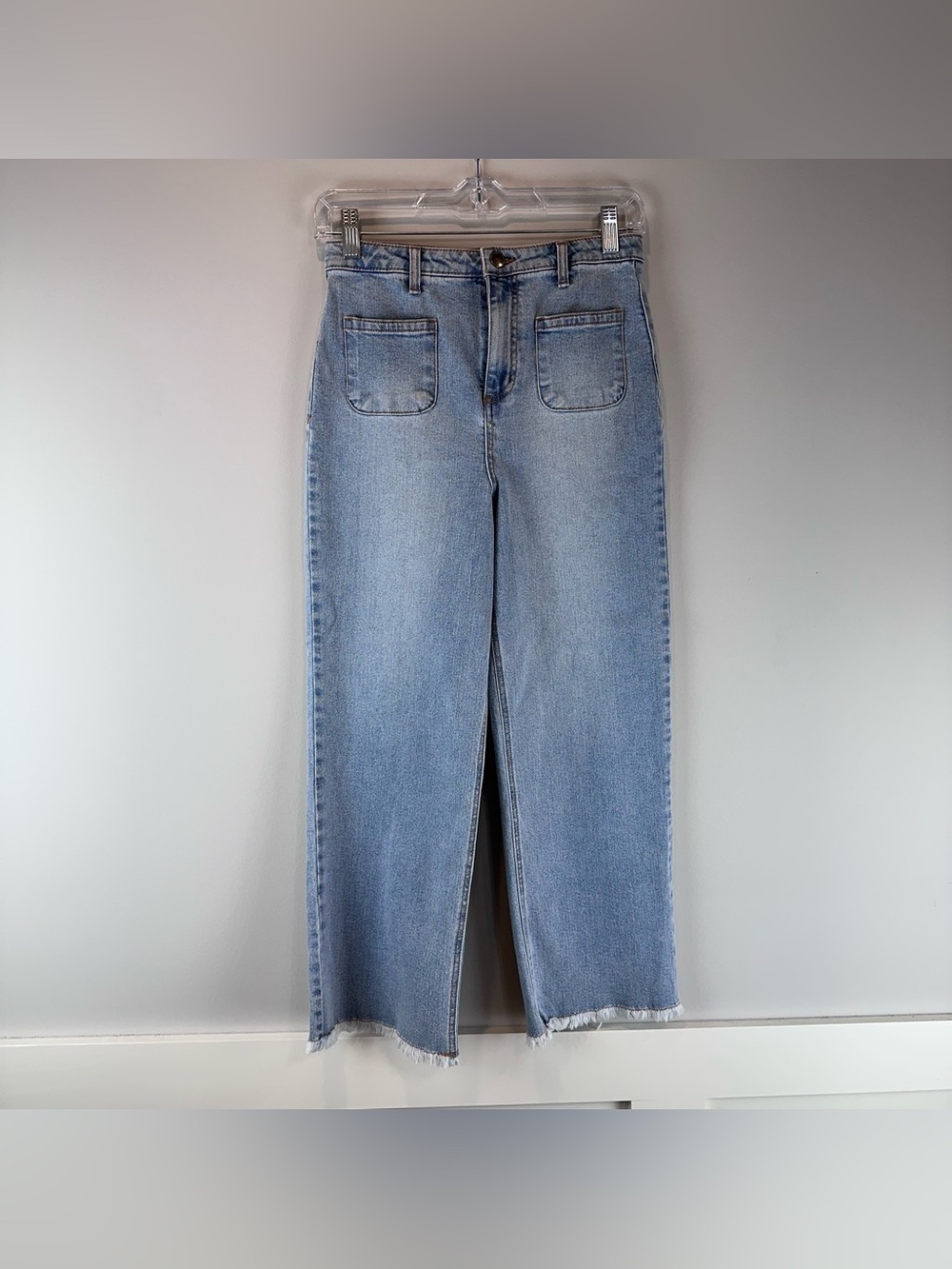 NEW Copper Key Girl’s Light Wash Raw Hem Preppy Casual Wide Sailor Jeans Size 14